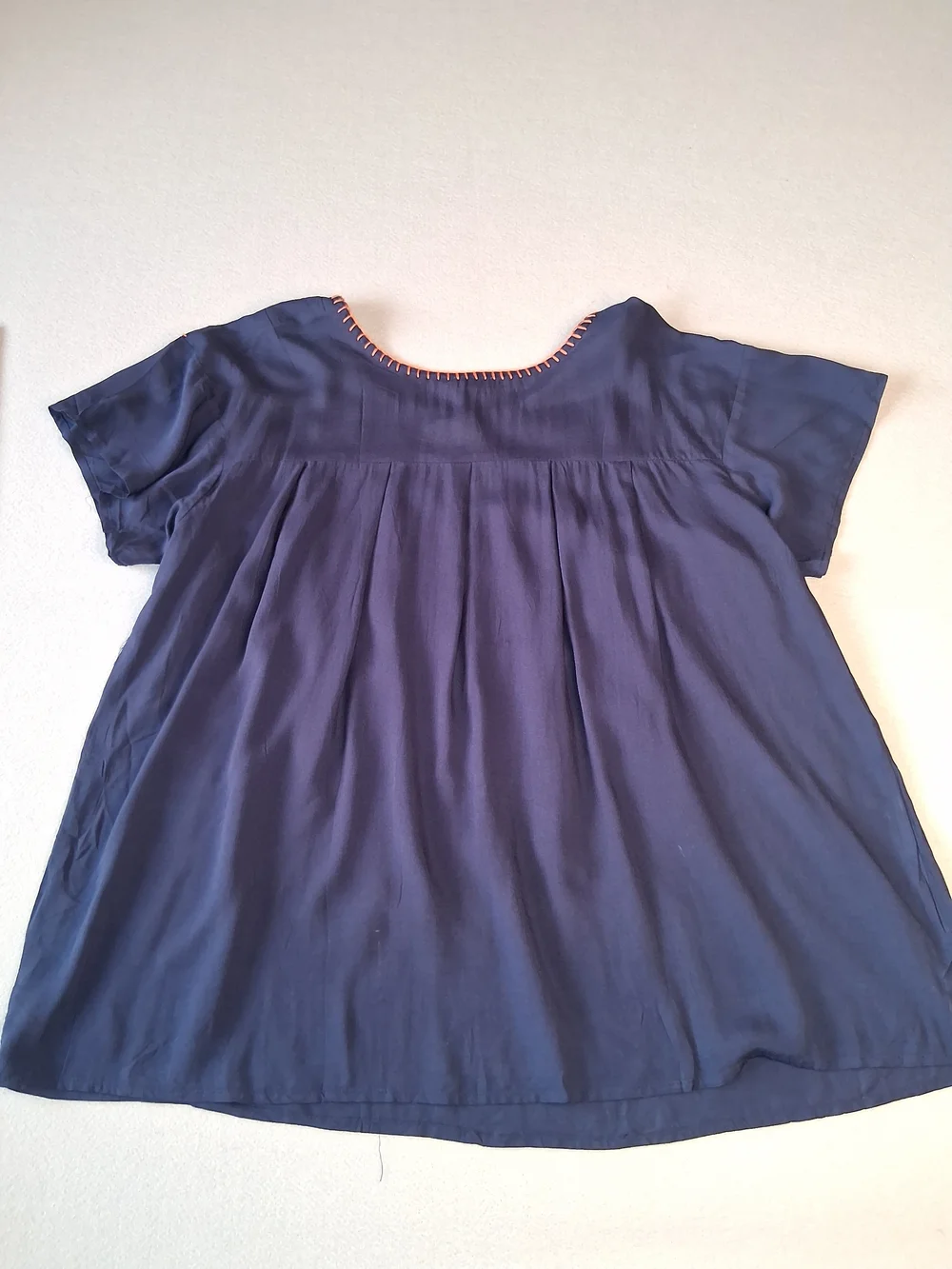 Embroidered Boho Blouse – Navy & Rust Floral (Size XL) NWOT - Picture 8 of 9